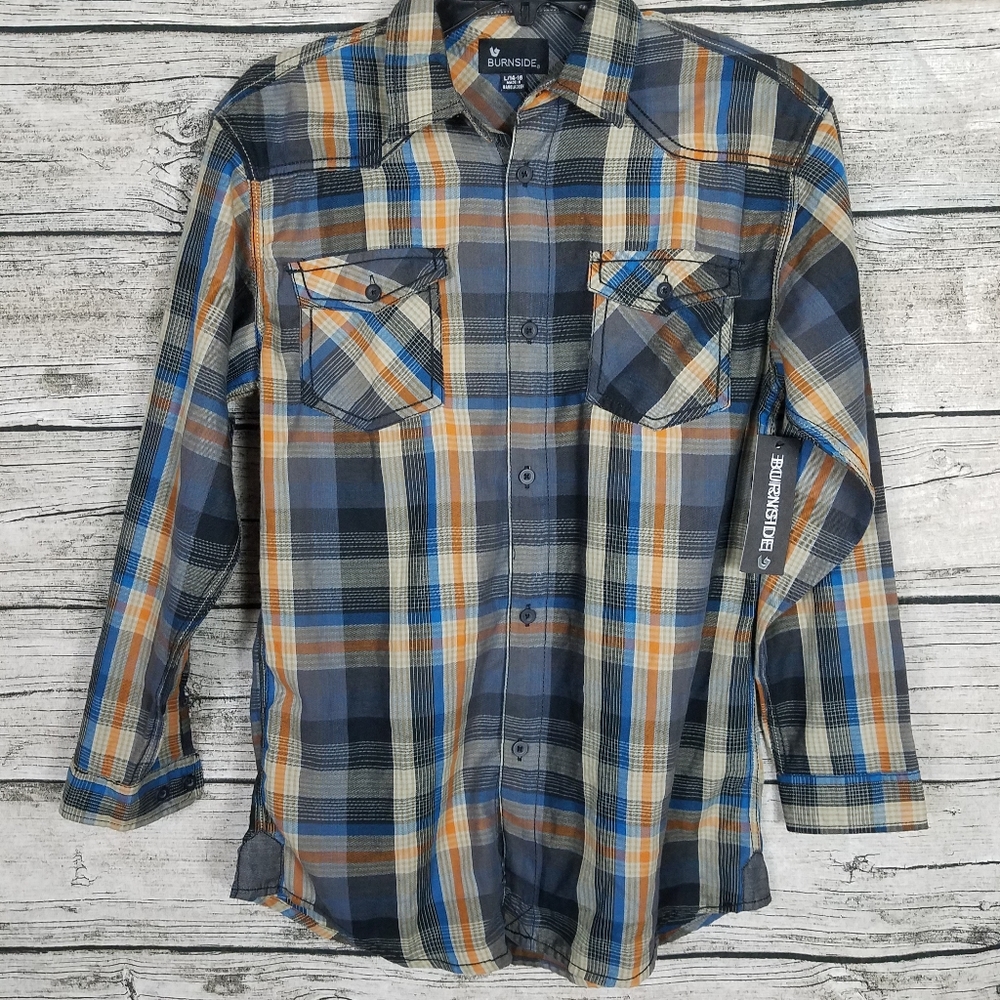 Kid's Burnside Long Sleeve Button Down Shirt Size L 14-16.Pit to pit approx: